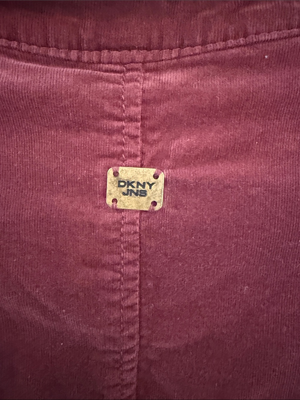 Vintage Y2K Dkny Burgundy Velvet Ruffle-Trim Blazer - Picture 5 of 6